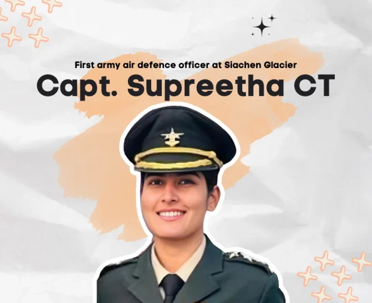 Capt. Supreetha CT - First army air defence officer at Siachen Glacier 